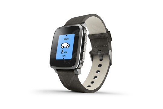 Pebble Time Steel Black Gray Leather