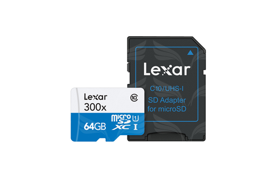 Lexar 64GB microSDHC 300x High Speed with adapter (Class 10) U1