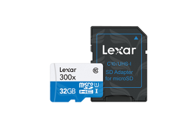 Lexar 32GB microSDHC C10 300x with adapter high speed / Reads microSD, microSDHC, and M2 memory cards
